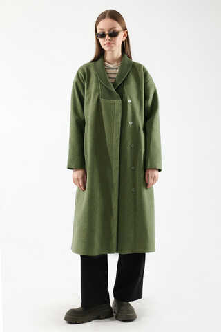 Ribana Collar Cachet Coat Khaki - 1