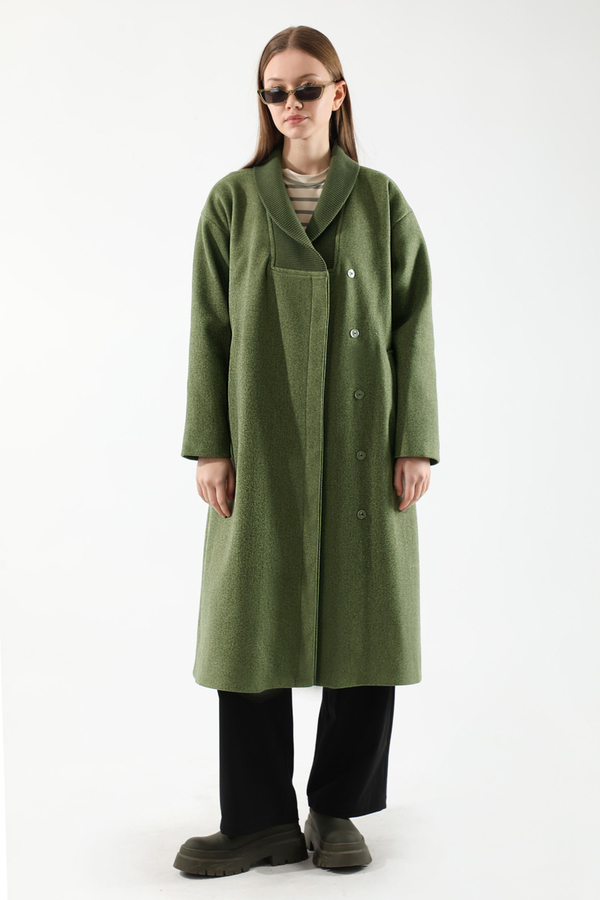 Ribana Collar Cachet Coat Khaki - 1