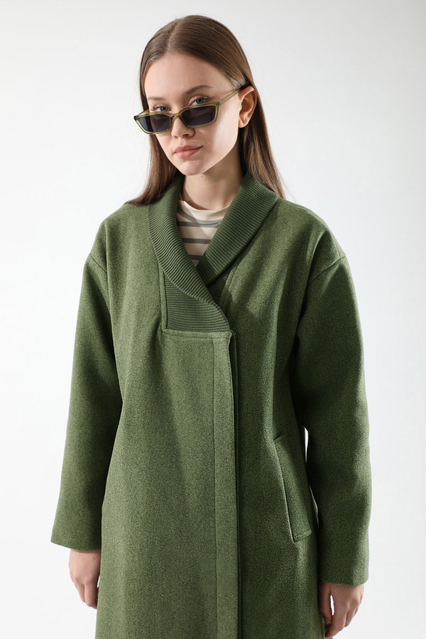 Ribana Collar Cachet Coat Khaki - 2