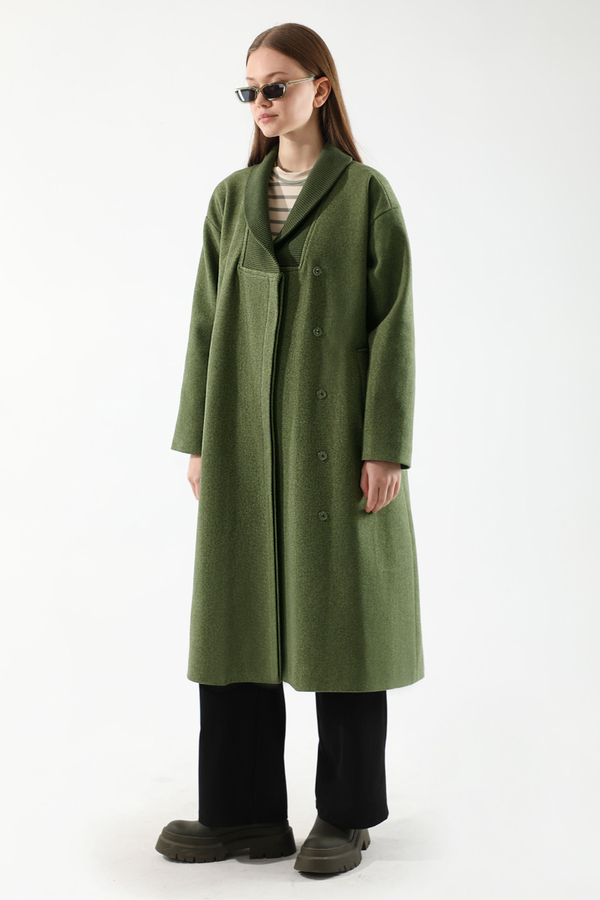 Ribana Collar Cachet Coat Khaki - 5