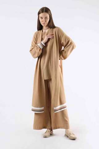 Ribanalı Abaya Takım Camel - 3