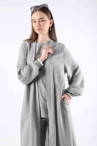 Ribanalı Abaya Takım Gri - 2
