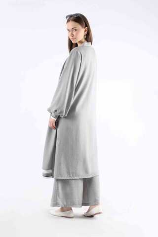 Ribanalı Abaya Takım Gri - 5