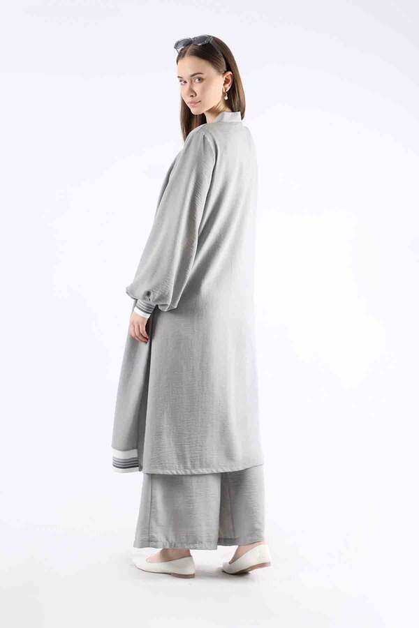 Ribanalı Abaya Takım Gri - 5