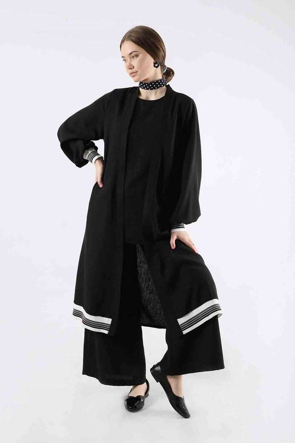 Ribanalı Abaya Takım Siyah - 1
