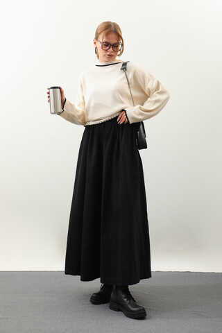 Ribanalı Kısa Kazak Krem - 2