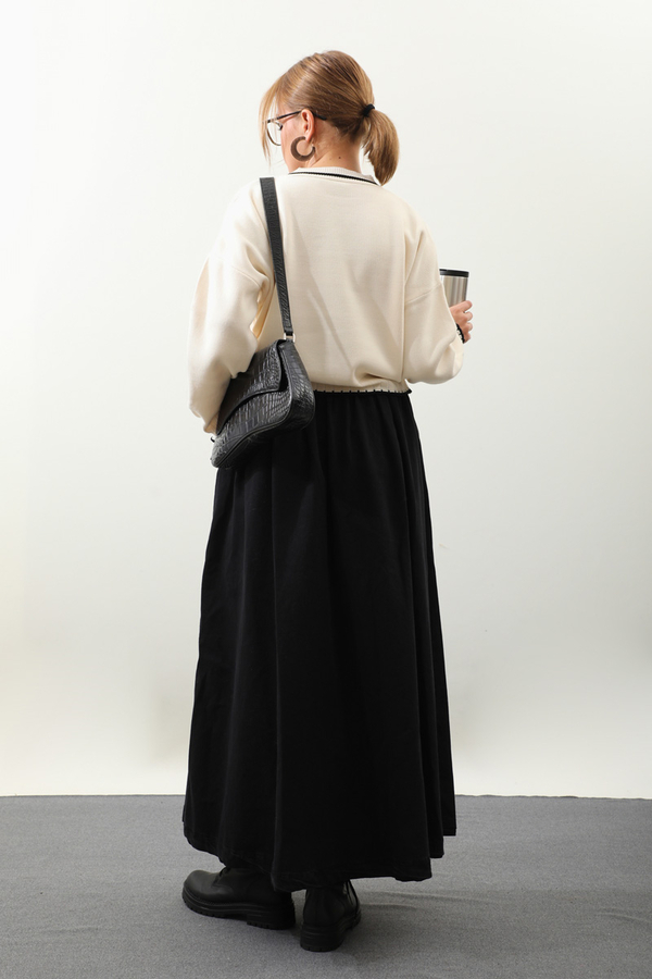 Ribanalı Kısa Kazak Krem - 7