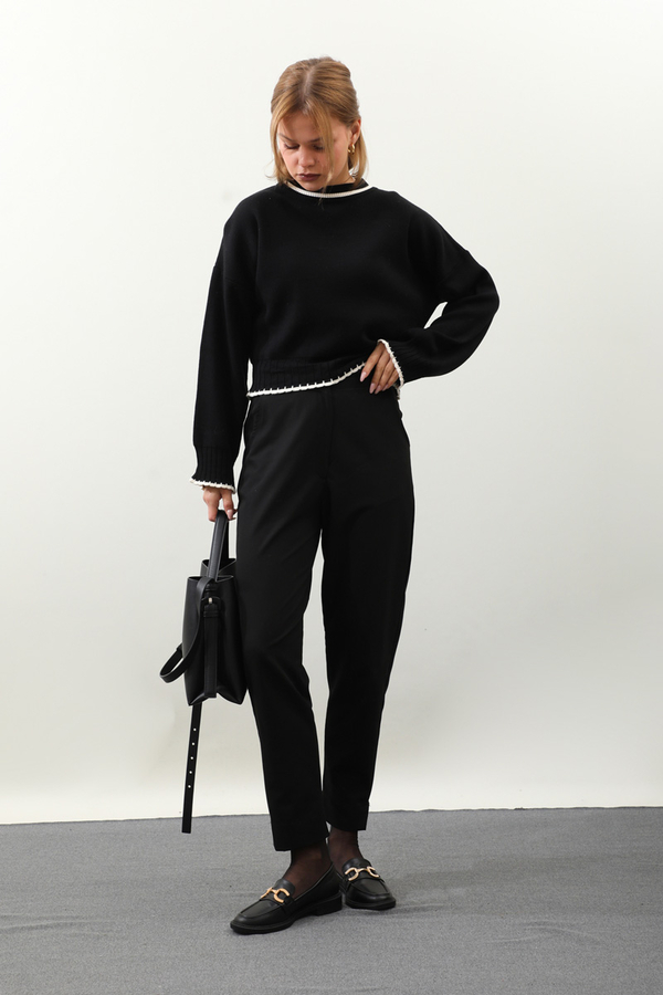 Ribanalı Kısa Kazak Siyah - 2