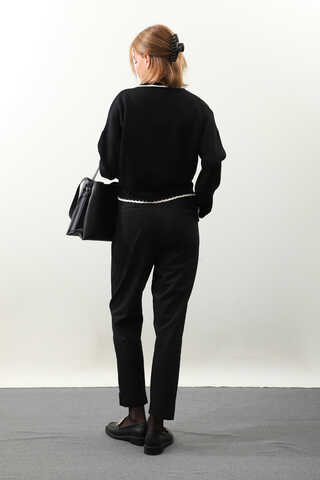 Ribanalı Kısa Kazak Siyah - 7