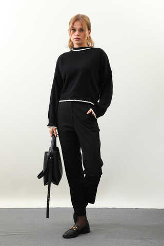 Ribanalı Kısa Kazak Siyah - 1