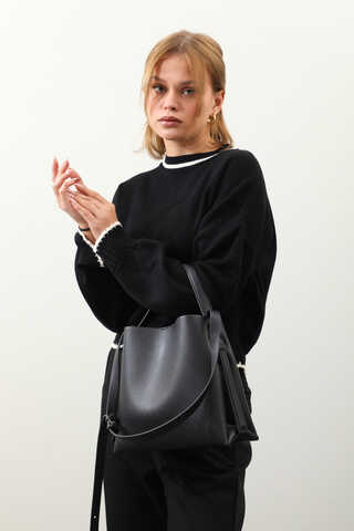 Ribanalı Kısa Kazak Siyah - 6