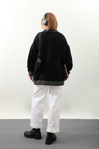 Ribanası İki Renkli Kazak Siyah - 8