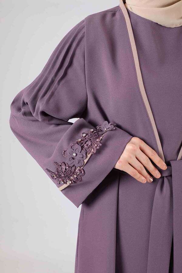 Ribbed Abaya Set Lilac - 2