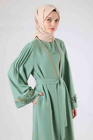 Ribbed Abaya Set Water Green - 2