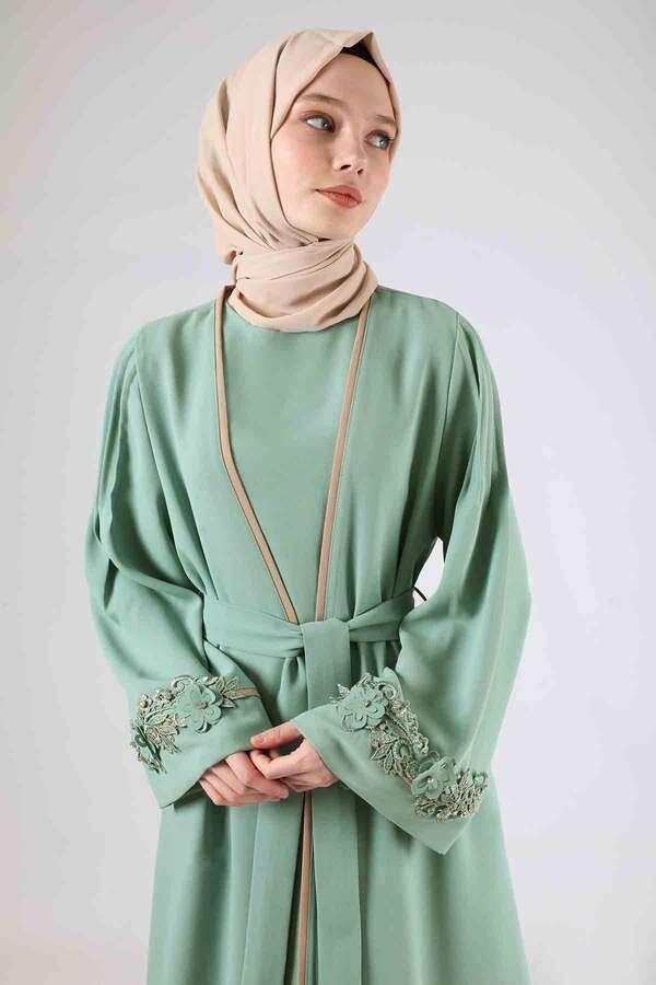 Ribbed Abaya Set Water Green - 4