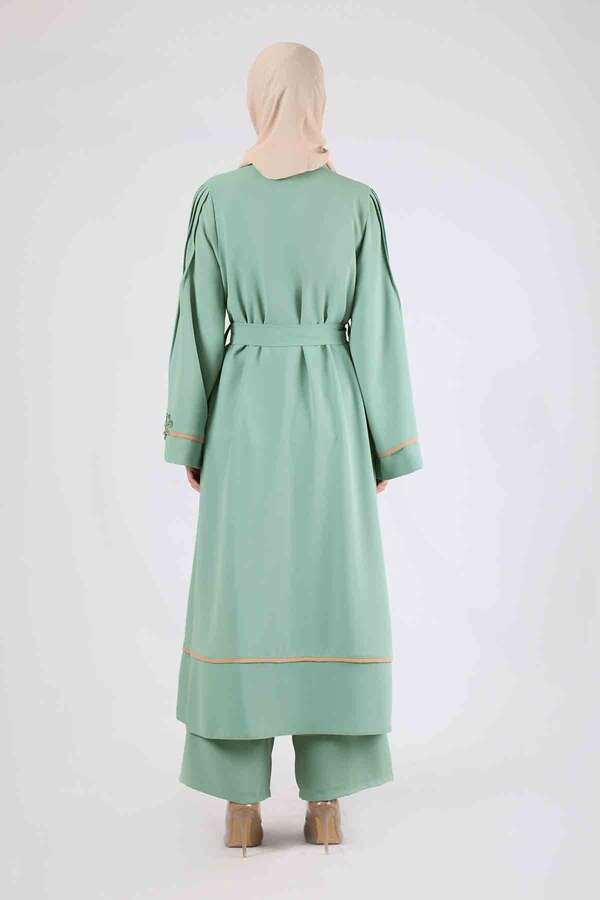 Ribbed Abaya Set Water Green - 5