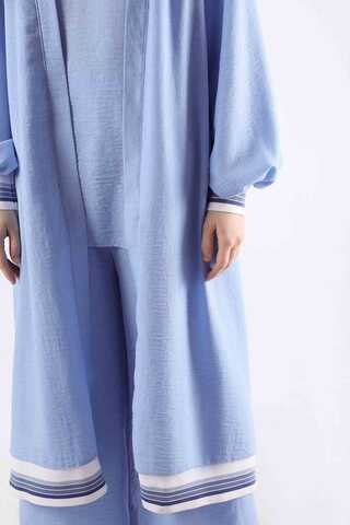 Ribbed Abaya Suit Baby Blue - 3