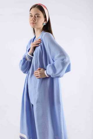 Ribbed Abaya Suit Baby Blue - 4