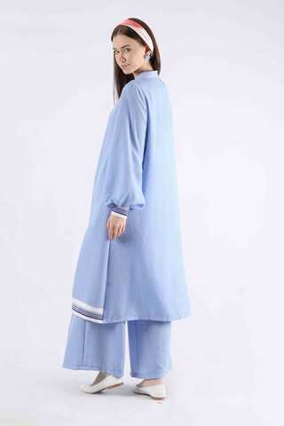 Ribbed Abaya Suit Baby Blue - 5