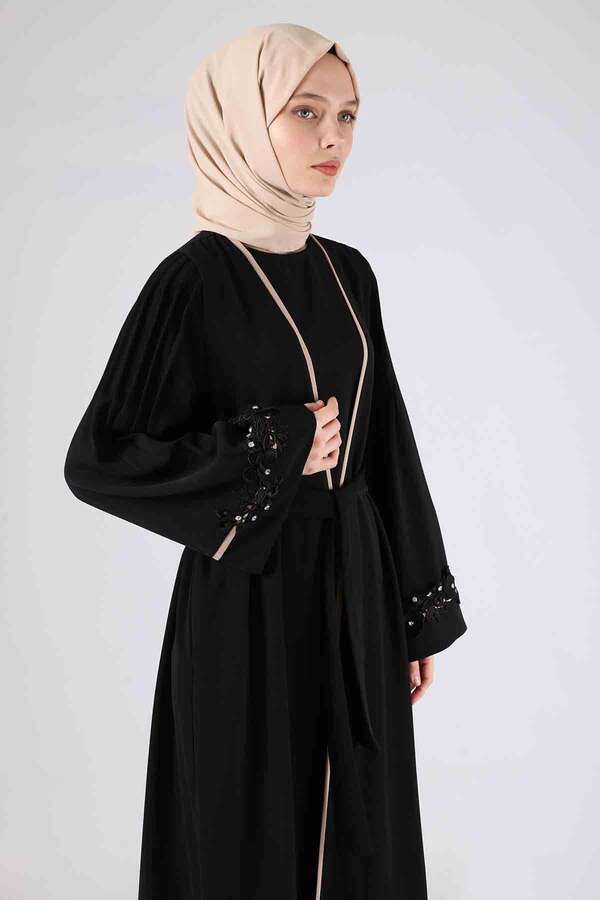 Ribbed Abaya Suit Black - 2