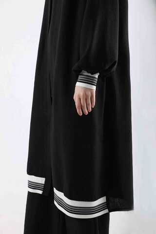 Ribbed Abaya Suit Black - 4