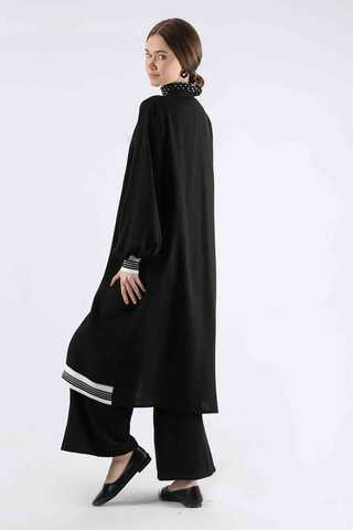 Ribbed Abaya Suit Black - 5