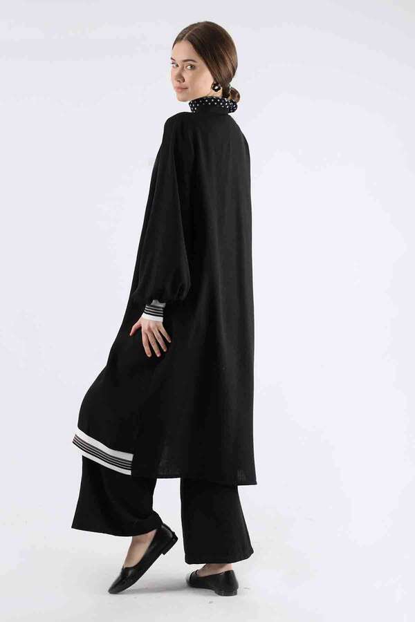 Ribbed Abaya Suit Black - 5