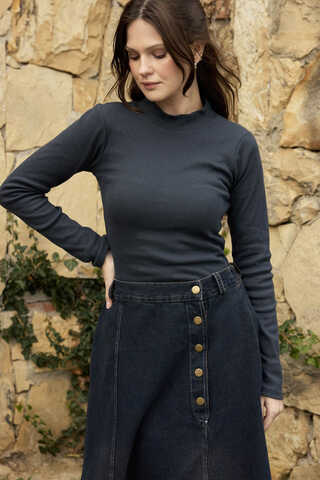 Ribbed Body Top Anthracite - 1