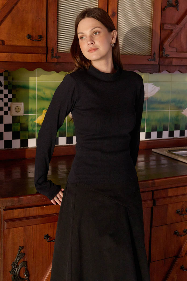 Ribbed Body Top Black - 1