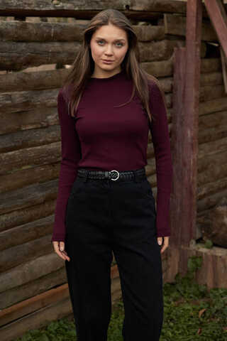 Ribbed Body Top Burgundy - 1