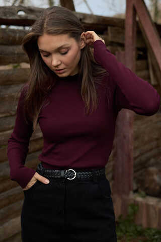 Ribbed Body Top Burgundy - 6