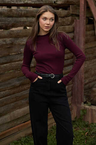 Ribbed Body Top Burgundy - 4