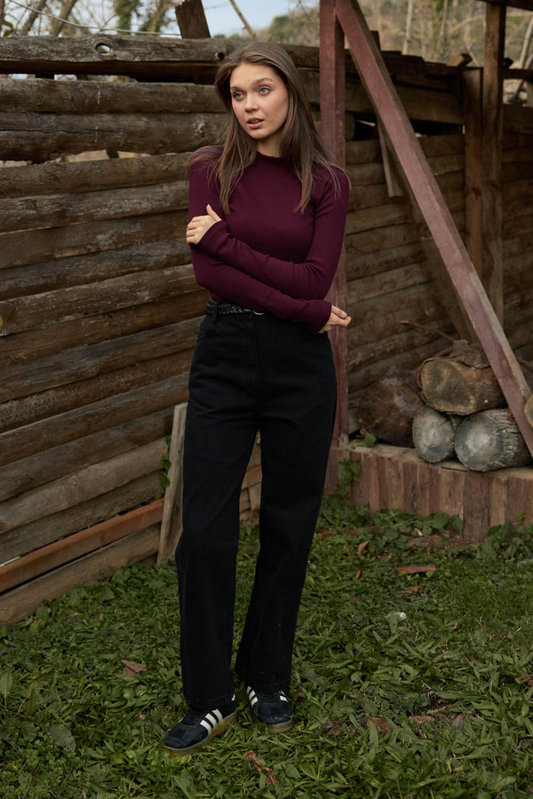 Ribbed Body Top Burgundy - 5
