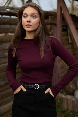 Ribbed Body Top Burgundy - 2