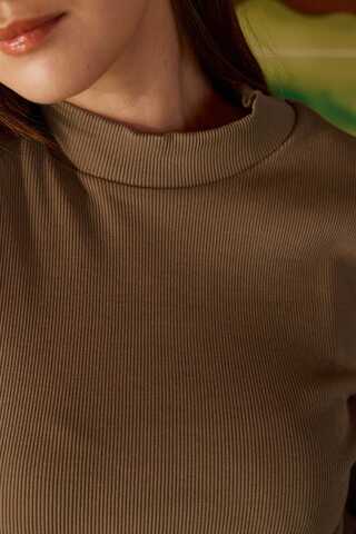 Ribbed Body Top Camel - 3