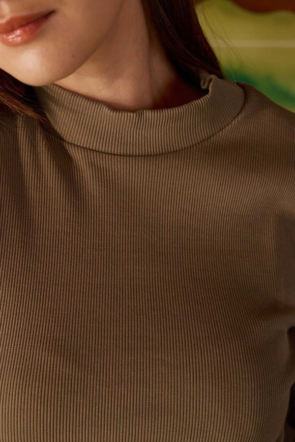 Ribbed Body Top Camel - 3