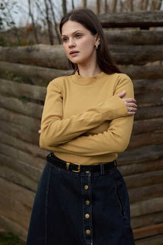 Ribbed Body Top Mustard - 1