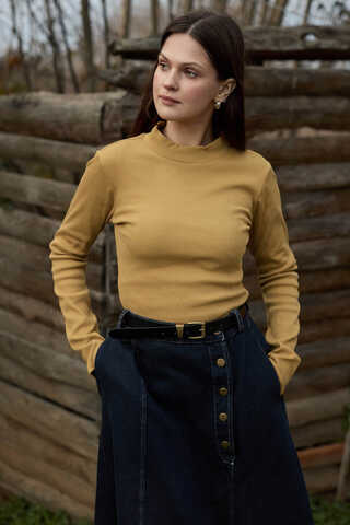 Ribbed Body Top Mustard - 2