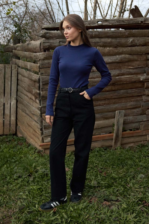 Ribbed Body Top Navy - 2