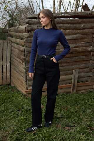 Ribbed Body Top Navy - 2
