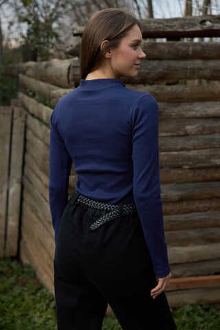 Ribbed Body Top Navy - 6