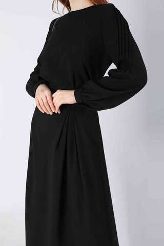 Ribbed Skirt Blouse Set Black - 2
