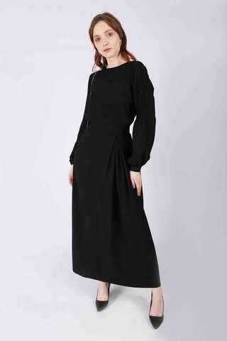 Ribbed Skirt Blouse Set Black - 3