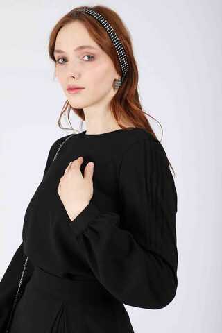Ribbed Skirt Blouse Set Black - 4