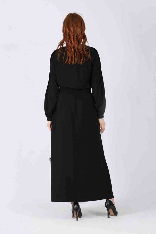 Ribbed Skirt Blouse Set Black - 5