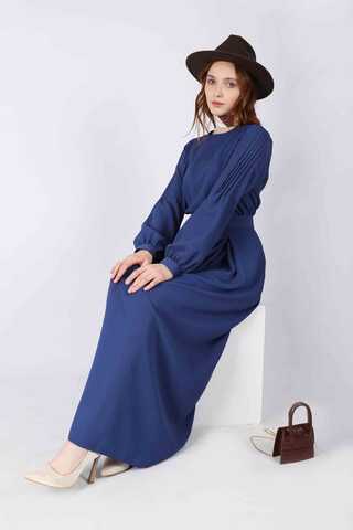 Ribbed Skirt Blouse Set İndigo - 1