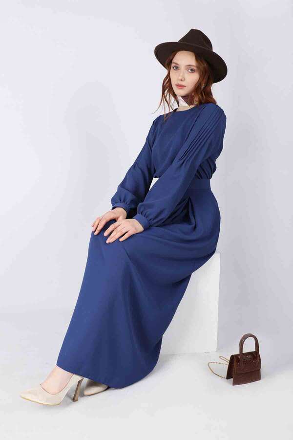 Ribbed Skirt Blouse Set İndigo - 1