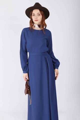 Ribbed Skirt Blouse Set İndigo - 3