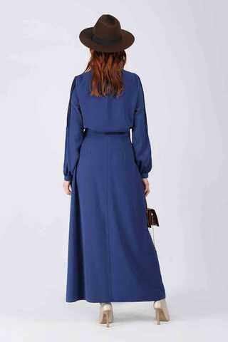 Ribbed Skirt Blouse Set İndigo - 5