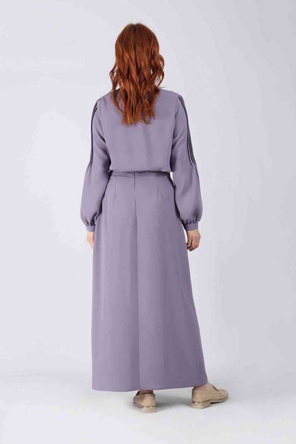 Ribbed Skirt Blouse Set Lilac - 5